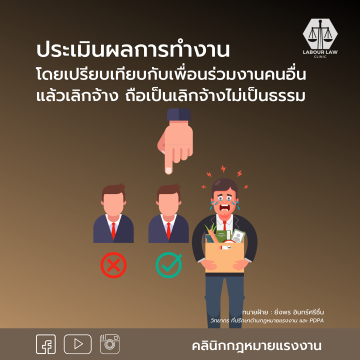 ประเมินผลการทำงานโดยเปรียบเทียบกับเพื่อนร่วมงานคนอื่นแล้วเลิกจ้าง ถือเป็นเลิกจ้างไม่เป็นธรรม