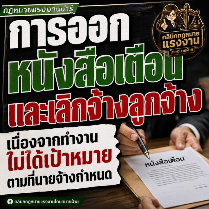 การออกหนังสือเตือนและเลิกจ้างลูกจ้าง เนื่องจากทำงานไม่ได้เป้าหมาย ตามที่นายจ้างกำหนด