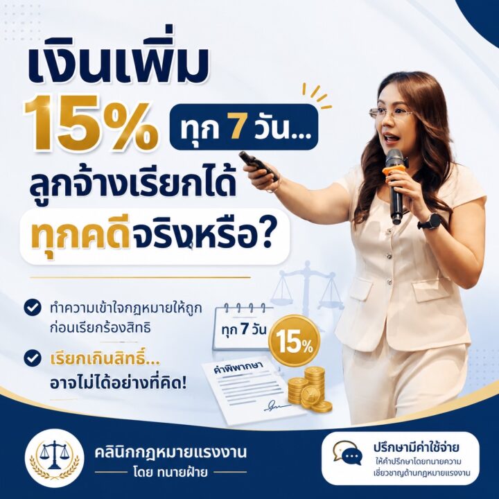 เงินเพิ่ม 15% ทุก 7 วัน จ้างเรียกได้ทุกคดีจริงหรือ