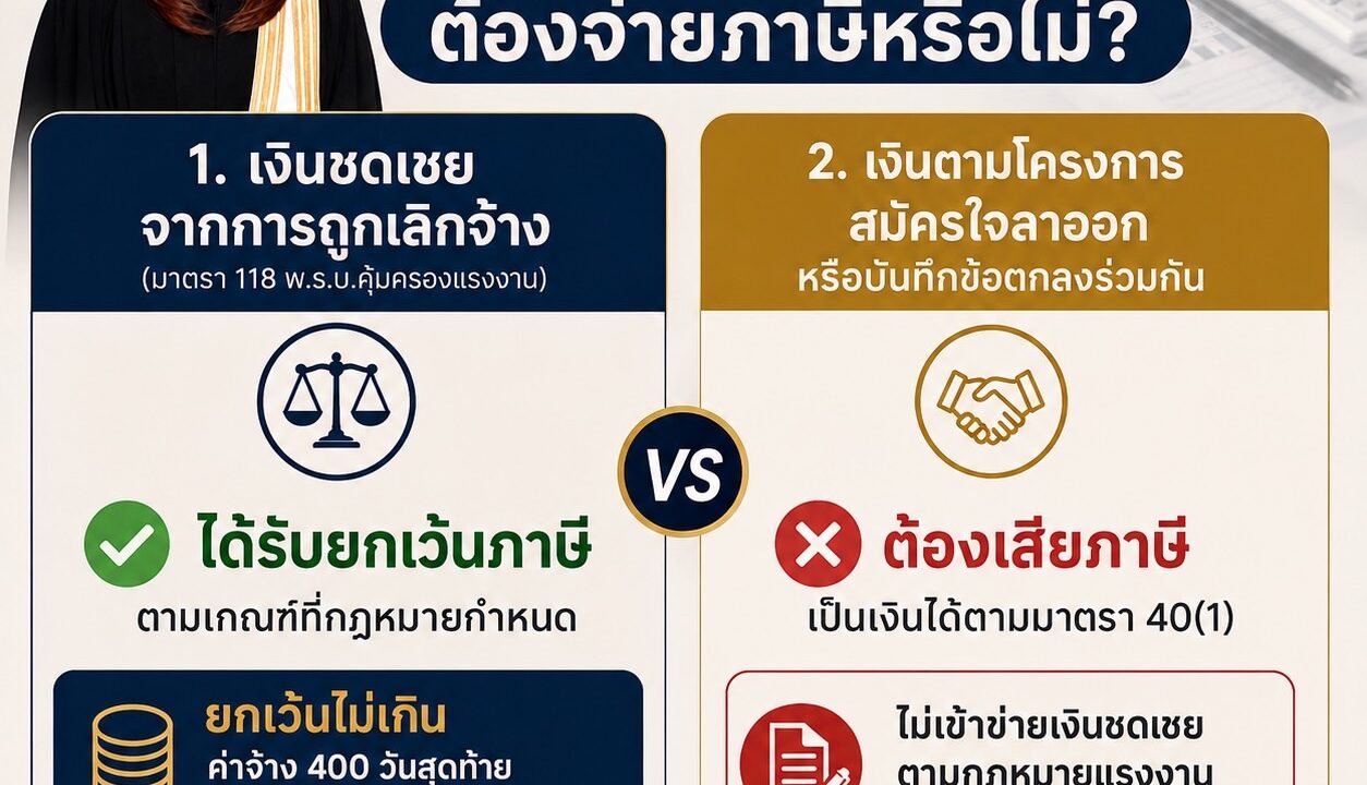 เงินชดเชยและเงินตามโครงการสมัครใจลาออก ต้องจ่ายภาษีหรือไม่