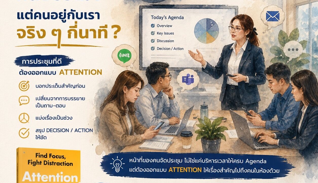 ประชุมหนึ่งชั่วโมง แต่คนอยู่กับเราจริงๆ กี่นาที