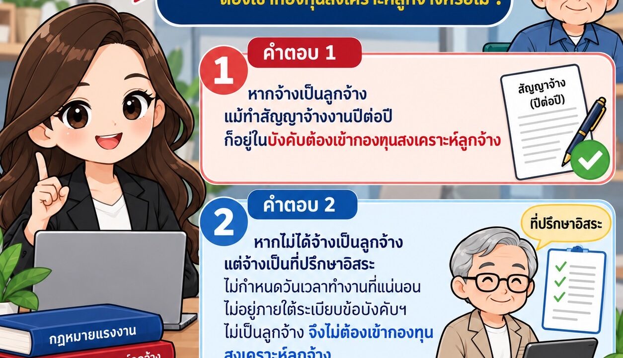 นายจ้างจ่ายค่าชดเชยให้ลูกจ้างแล้ว ต่อมาจ้างงานลูกจ้างซึ่งมีอายุเกิน 60 ปี เข้าทำงานต่อ ต้องเข้ากองทุนสงเคราะห์ลูกจ้างหรือไม่