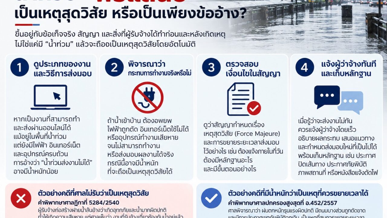 น้ำท่วมจนส่งงานไม่ทัน สำหรับ “ฟรีแลนซ์” เป็นเหตุสุดวิสัย หรือเป็นเพียงข้ออ้าง?