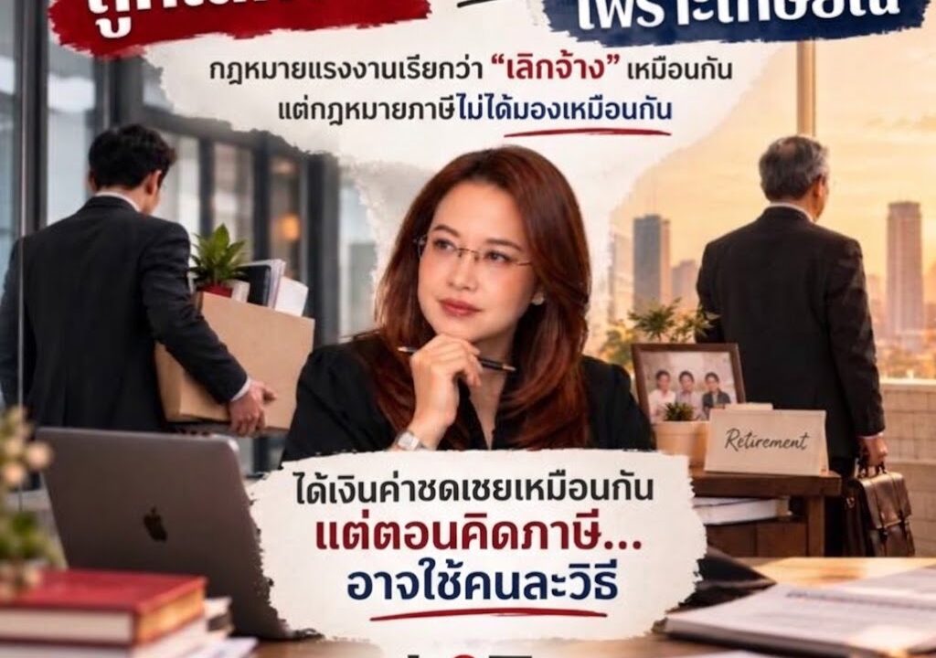 “ถูกเลิกจ้าง” กับ “ถูกเลิกจ้างเพราะเกษียณ” กฎหมายแรงงานเรียกว่า “เลิกจ้าง” เหมือนกัน แต่กฎหมายภาษีไม่ได้มองเหมือนกัน